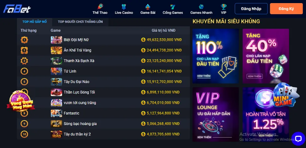 Thưởng nạp lại hàng ngày cho slot game vicwin